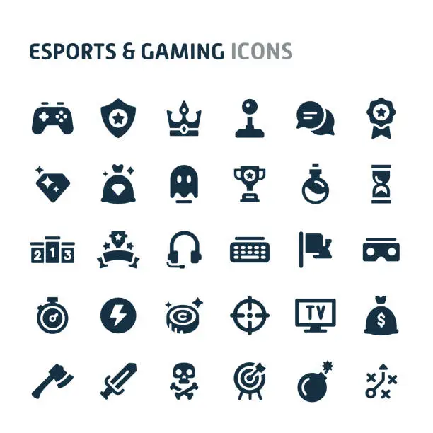 Vector illustration of eSports & Gaming Vector Icon Set. Fillio Black Icon Series.