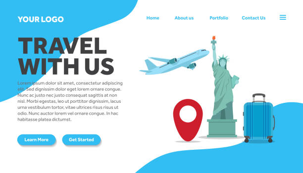 istock travel new york creative illustration landing page template vector graphics ,travel to new york flat style illustration vector,landing page template, for website template 1154981801