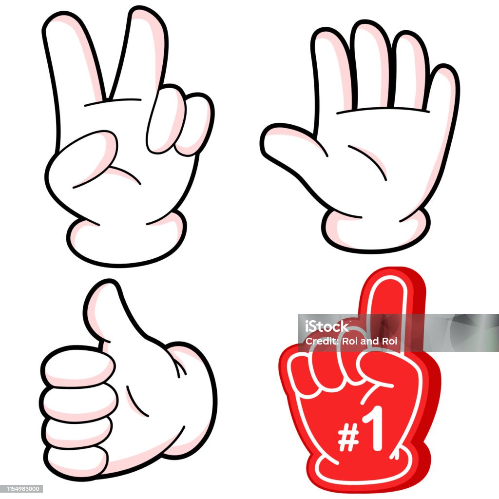 Hand Cartoon Color Cartoon Hand Vector Set Isolated On A White Background Stock ...