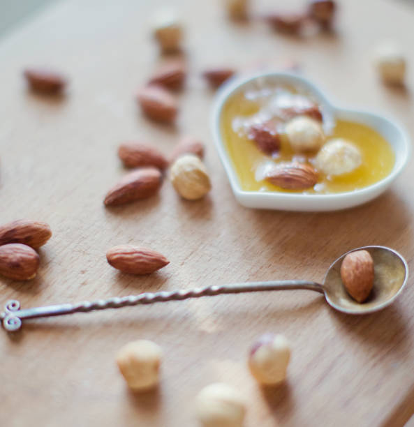 almonds and hazelnuts with honey