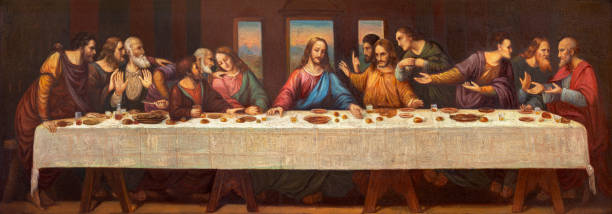 プラハ-教会での最後の晩餐のフレスコ画コス svatého václava rudl によって (19. セントの終わり)。 - sainthood ストックフォトと画像