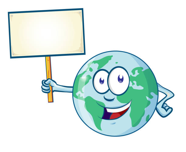 world mascot cartoon with signboard world mascot cartoon with signboard. clip art illustration drug cartel stock illustrations