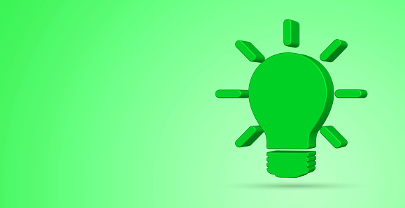 3d light bulb icon on green abstract background