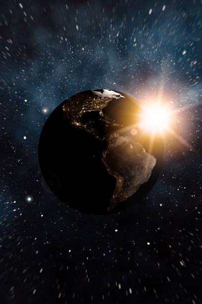 istock Sunrise over Planet from space with galaxy star 1154987684