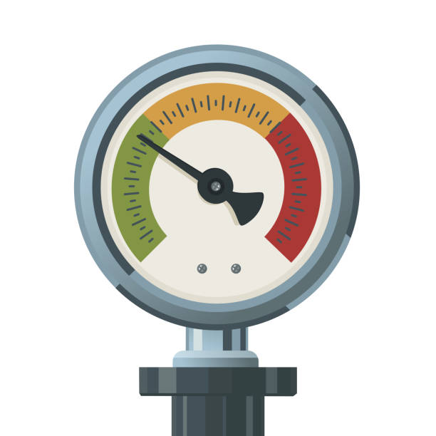 Pressuare gauge isolated on white background. Vector realistic iluustration. Industrial meter object. Pressuare gauge isolated on white background. Industrial meter object. Vector realistic iluustration. temperature gauge stock illustrations