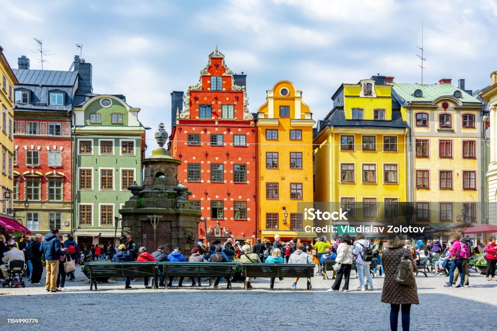 Colorful houses on Stortorget square in Old town, Stockholm, Sweden Stockholm Stock Photo