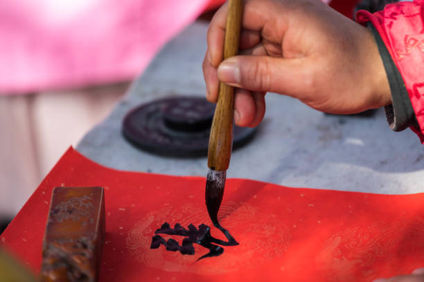 istock Hand Holding Chinese brush 1154992231
