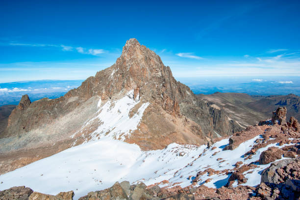 istock Summit of Mount Kenya (5199 m) with the last remaining glacier 1154993798