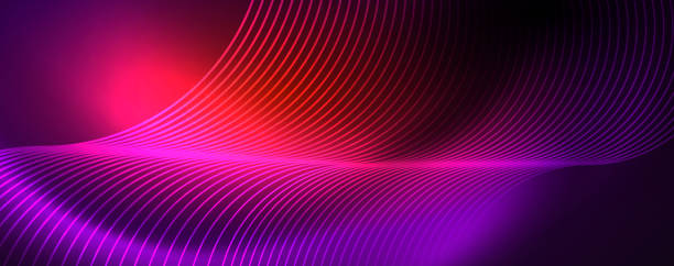 istock Shiny neon lights, dark abstract background with blurred magic neon light curved lines 1154999476