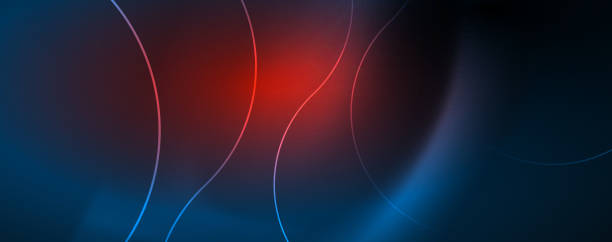 istock Trendy neon blue abstract design with waves and circles. Neon light glowing effect. Abstract digital background. 1154999511