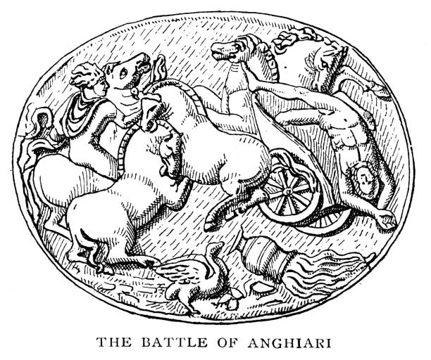 The Battle of Anghiari The Battle of Anghiari - Scanned 1898 Engraving arezzo stock illustrations