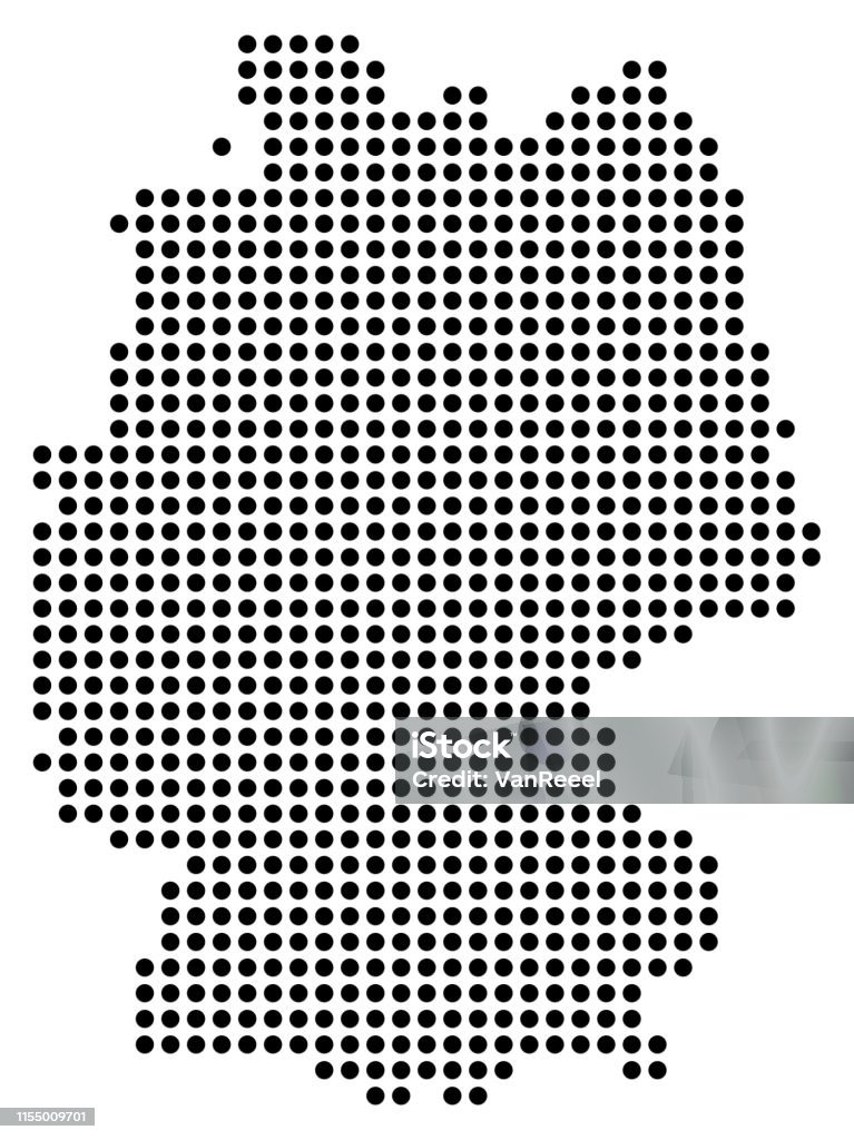 Vector abstrakte Karte von Deutschland, bestehend aus Kreisen auf weißem Hintergrund isoliert - Lizenzfrei Deutschland Vektorgrafik