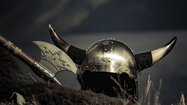 istock Viking helmet on fjord shore, Norway 1155010335