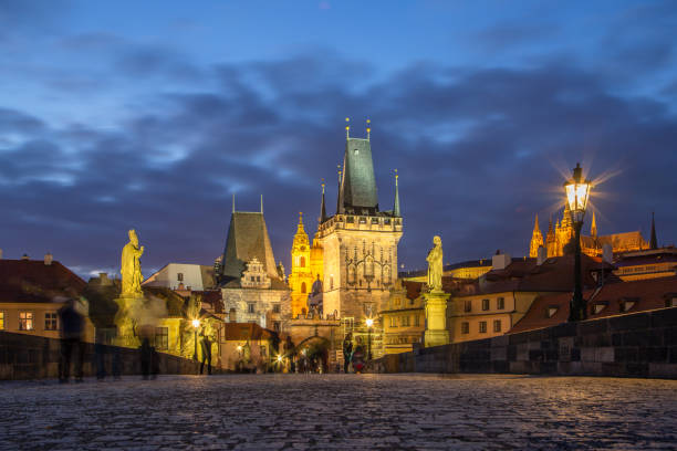 Iconic Charles Bridge, Prague at night