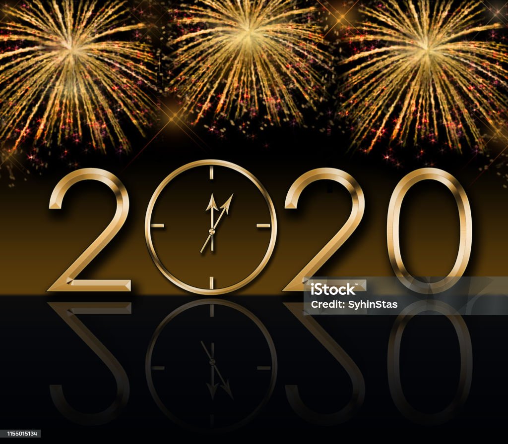 Happy New Year 2020 On The Background Of The Salute Stock ...