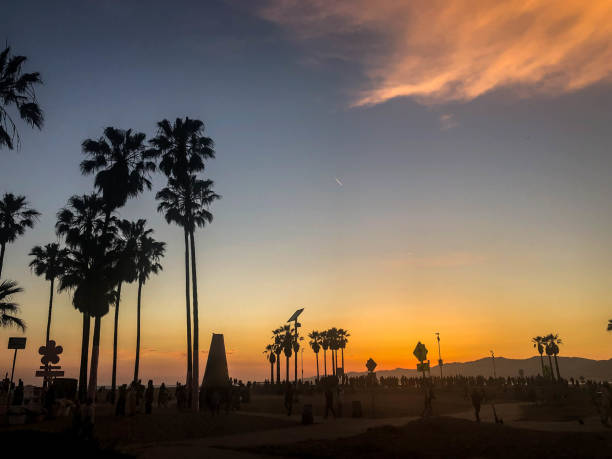 istock Colorful sunset over Venice beach, CA with marine layer 1155018091