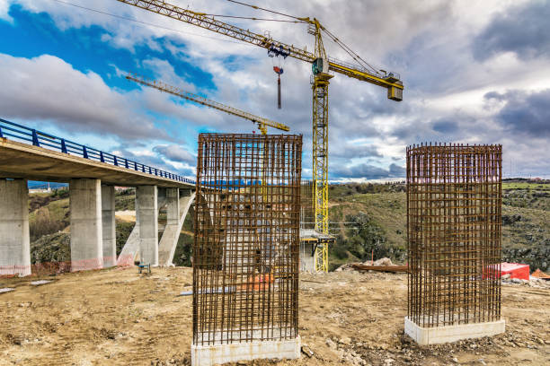 istock Construction of the pillars of a bridge 1155021444