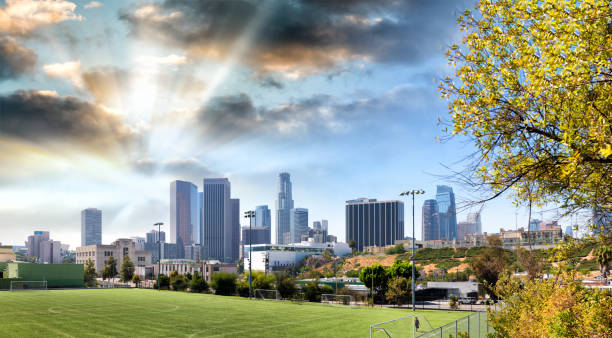 istock Los Angeles skyline at dusk 1155021467