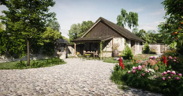 Digitally generated idyllic old small farmhouse scenery. A perfect place to meditate and relax.

The scene was rendered with photorealistic shaders and lighting in Autodesk® 3ds Max 2019 with V-Ray 3.7 with some post-production added.