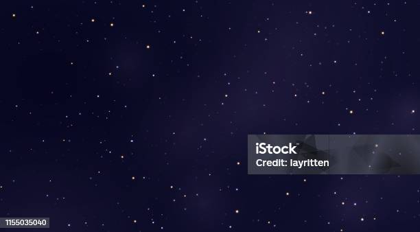 Фон Космических Звезд Вектор Светлого Ночного Неба — стоковая векторная графика и другие изображения на тему Звезда