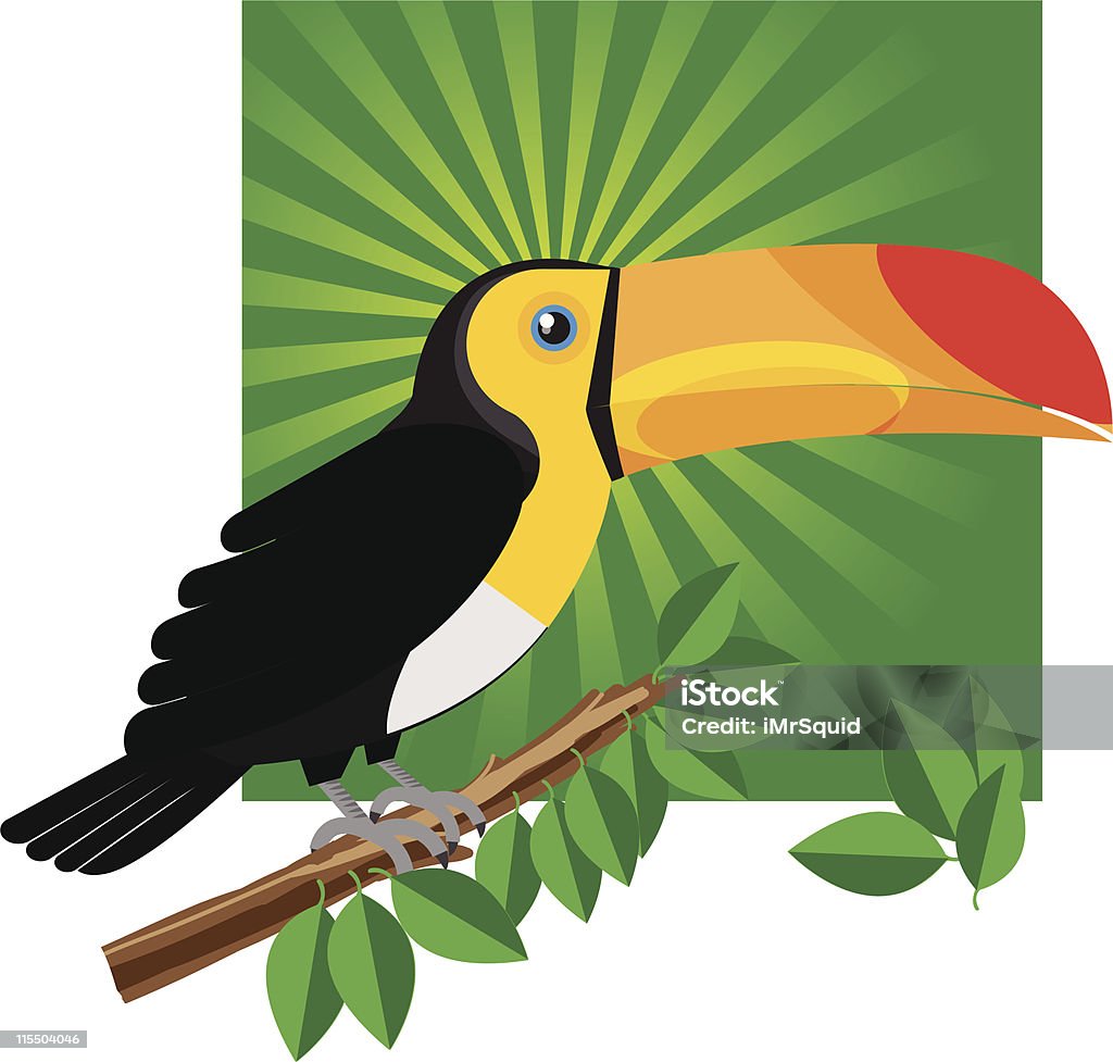 Toucan Bird Profile A colourful toucan resting on a branch. Animal Body Part stock vector