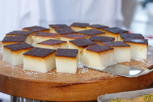 istock Traditional Turkish sweets in the open buffet in a hotel in Turkey 1155044103