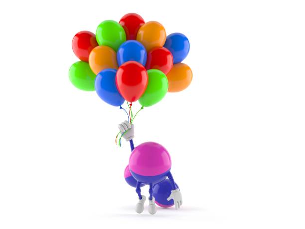 Blue medical glove balloonwith painted face. This file is cleaned and retouched.