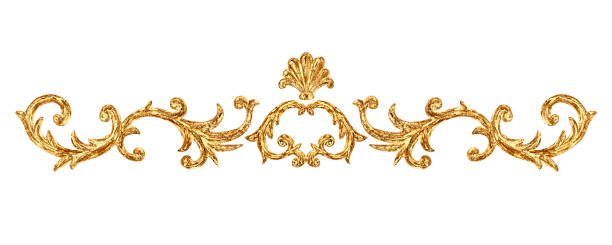 istock Gold ornament baroque style vignette. Hand drawn vintage engraving floral scroll filigree frame. 1155051892