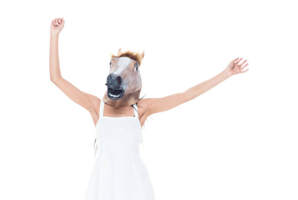 Looking up at the horse's smile