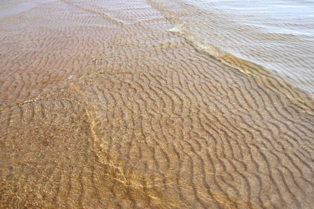 istock Sand texture created by sea waves on beach coast. 1155053900