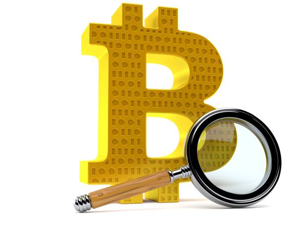 istock Bitcoin symbol with magnifying glass 1155054186