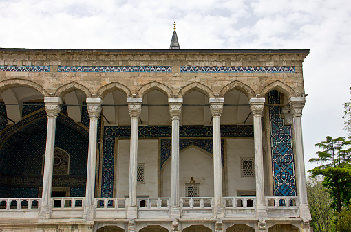 Istanbul, Turkey - May 5, 2019: View of Museum of Islamic Art (Tiled Kiosk) in İstanbul at sultanahmet district in may. It was built by the Ottoman sultan Mehmed II in 1472 as shown on the inscription above the main entrance.