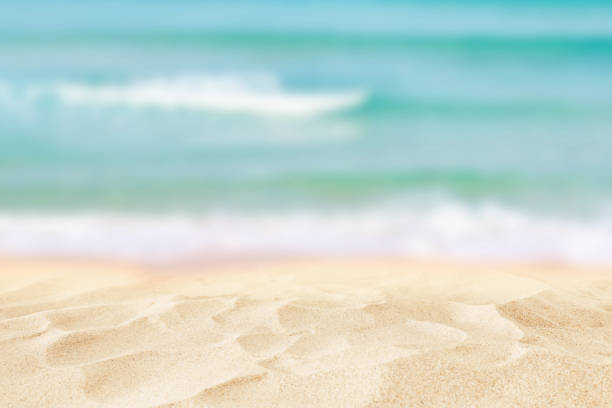 istock Empty sand beach in front of summer sea background with copy space 1155058205