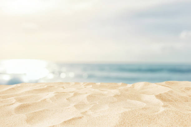 istock Empty sand beach in front of summer sea background with copy space 1155058223
