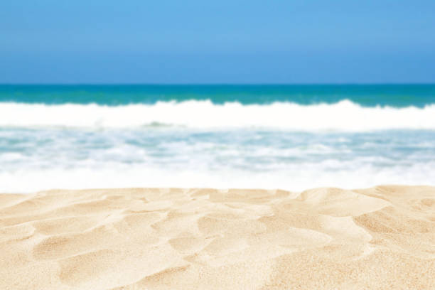 istock Empty sand beach in front of summer sea background with copy space 1155058293