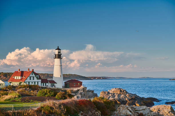 Portland Head Lighthouse, Maine, USA. Portland Head Lighthouse at Cape Elizabeth, Maine, USA. casco bay stock pictures, royalty-free photos & images