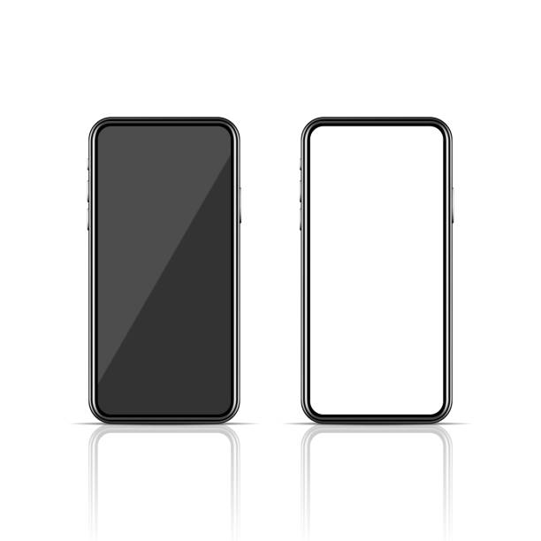 istock Realistic modern smartphone mockup on white background. New model of communication technology device. Mobile phone with blank screen. Vector illustration design. 1155059263