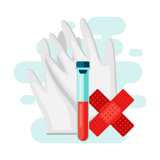 krevní test v plochém stylu. - latexu kaučuk stock ilustrace