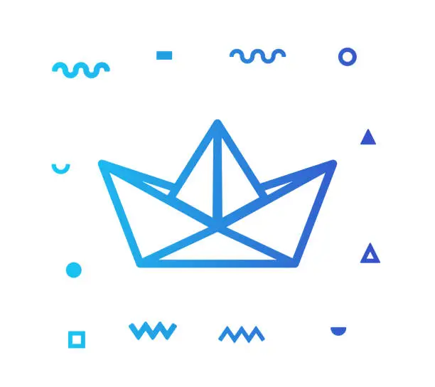 Vector illustration of Origami Fun Line Style Icon Design