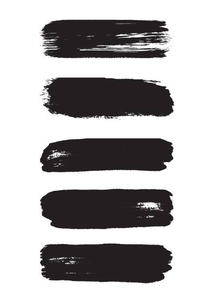 istock Grunge background. Set of black brush strokes chalk and charcoal on white background. 1155066269