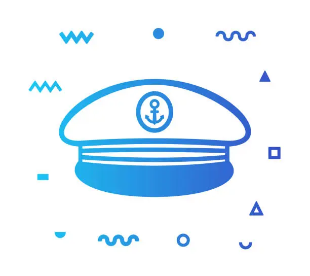 Vector illustration of Boat Captain Line Style Icon Design