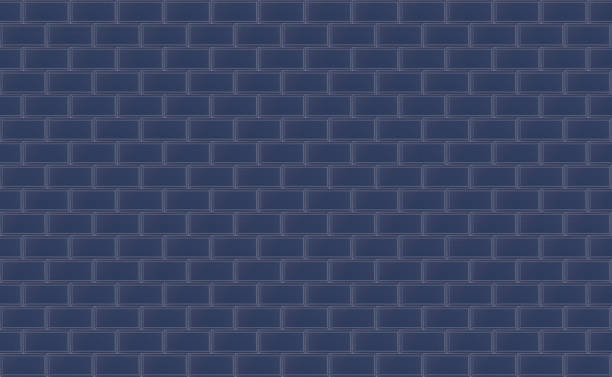 istock Dark blue ceramic mosaic tiles texture background. Dark blue metro tiles. Horizontal long wide picture. 1155067949