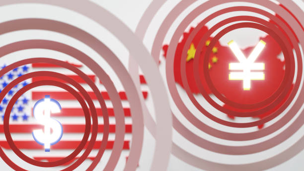 istock Dollar and Renminbi Symbols Within Concentric Circles 1155069660