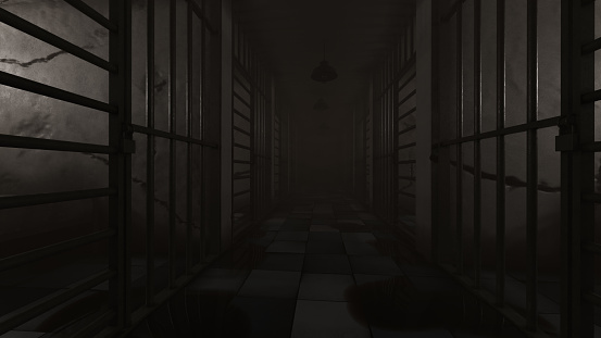 Gloomy Prison Corridor Rendering