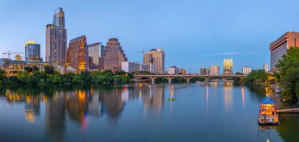 Austin Texas Downtown Skyscrapers Skyline Panorama Cityscape at Sunset