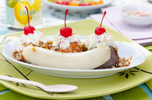 istock Yummy homemade banana split 1155072505