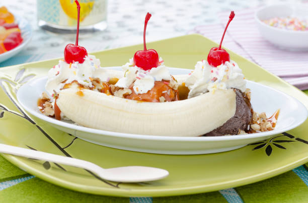 istock Yummy homemade banana split 1155073474