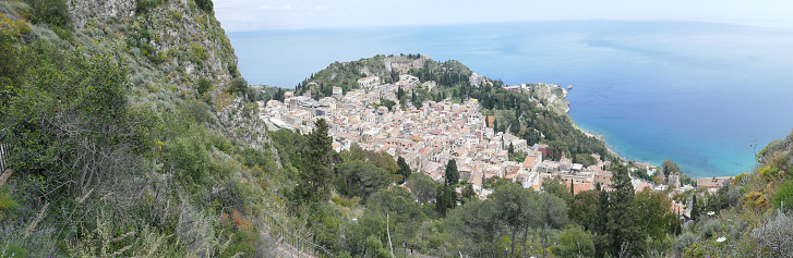 The town of Taormina on the northeast coast of sicily occupies an ancient site on the island.