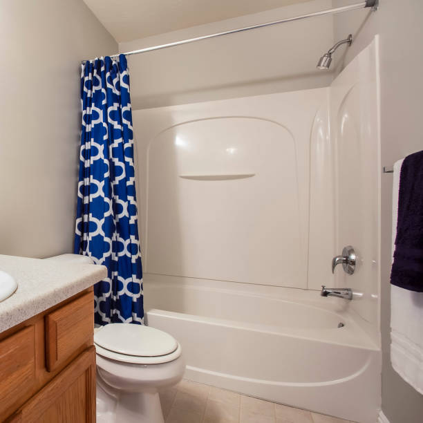 istock Square frame Small bathroom interior with a vanity unit and toliet against the white wall 1155078770