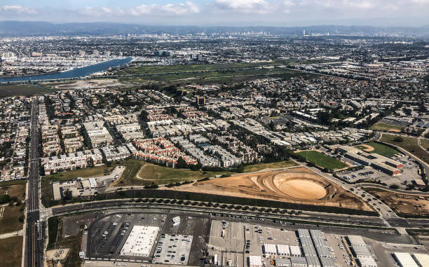 istock View from LAX of westside Los Angeles from plane during take off 1155080582